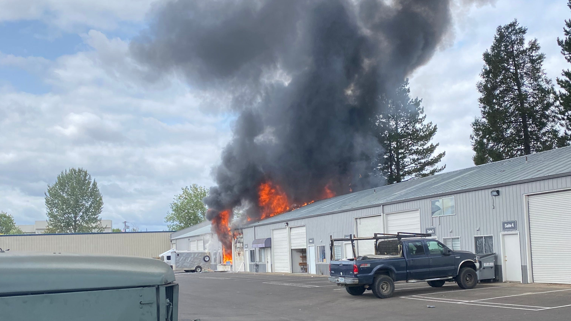 Two people were injured by an explosion and fire at a small business warehouse in Eureka, OR, on Tuesday.
