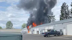 Two people were injured by an explosion and fire at a small business warehouse in Eureka, OR, on Tuesday.