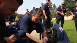 FDNY firefighters receive wildfire training in Missoula, MT, on Thursday as they prepare to battle a complex of fires around White Sulphur Springs.