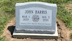 A headstone for John Harris, the Kokomo, IN, Fire Department&apos;s first black firefighter, recently was erected after 82 years.