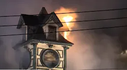 As many as 100 firefighters from 31 departments battled a three-alarm fire that broke out at a three-story historic building in New Hartford, CT, early Tuesday.