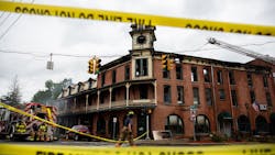Firefighters from over 30 department worked for hours to put out a three-alarm fire that broke out at an historic building in New Hartford, CT, on Tuesday. Firefighters from over 30 department worked for hours to put out a three-alarm fire that broke out at an historic building in New Hartford, CT, on Tuesday.
