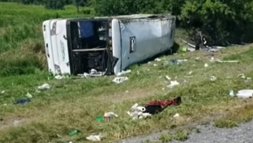 All 57 passengers of a tour bus were injured in an accident near Weedsport, NY, on Saturday.