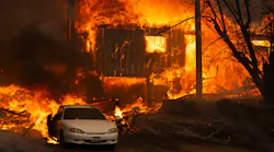 A home burns on Highway 89 south of Greenville, CA, near Forgay Road during the Dixie Fire on Aug. 5, 2021.