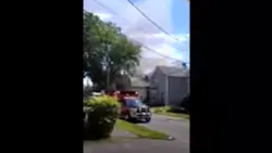 Westfield, MA, firefighters arrived at the scene of a house fire Monday before the first 9-1-1 calls were received after crews spotted smoke on the way back to the station. Westfield, MA, firefighters arrived at the scene of a house fire Monday before the first 9-1-1 calls were received after crews spotted smoke on the way back to the station.