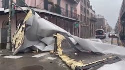 A portion of a roof sits on the street in the French Quarter of New Orleans after Hurricane Ida caused massive destruction across the city on Sunday, Aug. 29, 2021. A portion of a roof sits on the street in the French Quarter of New Orleans after Hurricane Ida caused massive destruction across the city on Sunday, Aug. 29, 2021.