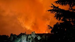 A smoky glow can be seen from the Caldor Fire burns as it approaches Lake Tahoe, CA, on Aug. 25, 2021. A smoky glow can be seen from the Caldor Fire burns as it approaches Lake Tahoe, CA, on Aug. 25, 2021.