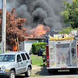 Three firefighters and a resident were injured battling a house fire in South Toms River, NJ, on Saturday. Three firefighters and a resident were injured battling a house fire in South Toms River, NJ, on Saturday.