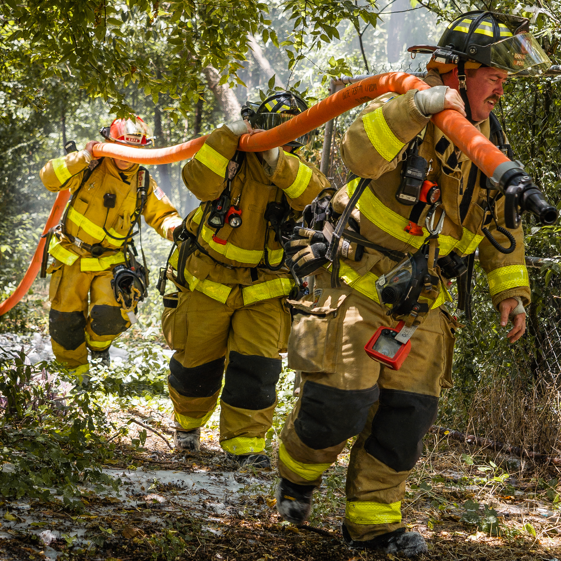 When training on deploying hose, locations that present a variety of obstacles should be utilized, rather than practicing only direct shots to the front door.