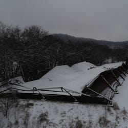 When a large metal barn collapsed, the FFD deployed its drone to monitor structural defects of the structure while firefighters worked inside. When a large metal barn collapsed, the FFD deployed its drone to monitor structural defects of the structure while firefighters worked inside.