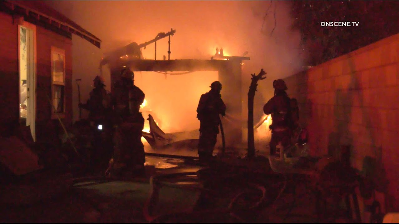 Watch CA Firefighters Tackle Detached Garage Fire | Firehouse