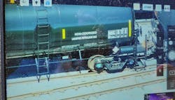 This photograph of a rail car was captured by a drone from one-half mile away. Such capability permits identification of products in rail cars and highway transportation vehicles without putting personnel in harm&rsquo;s way.