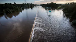 A flooded roadway in Lawrence, NJ, on Thursday Sept. 2, 2021, after the remnants of Tropical Storm Ida blanketed the area with heavy rainfall.