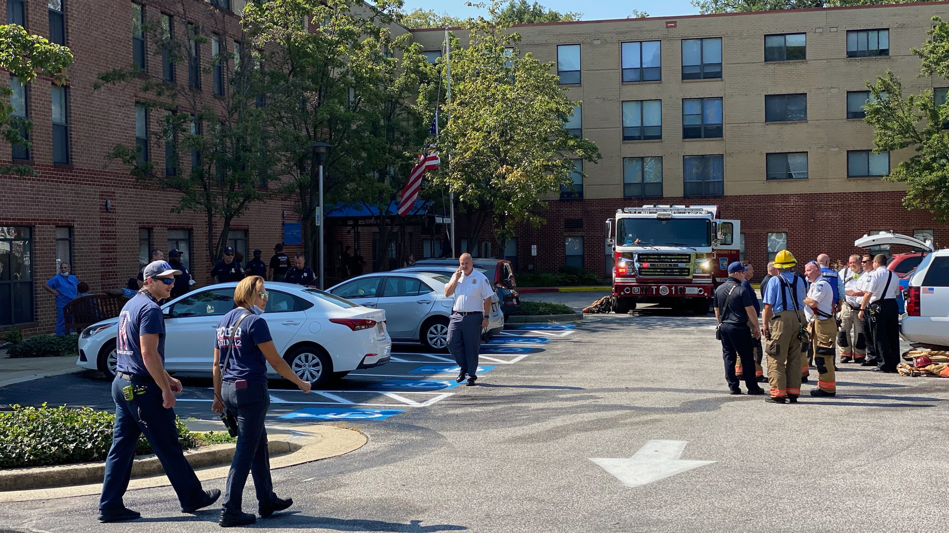 Baltimore County fire crews on the scene of a fire that injured several residents of St. Luke's Place, a Catholic Charities Senior Community, on Wednesday, Sept. 15, 2021.