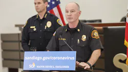 San Diego City Fire Rescue Department chief Colin Stowell at a press conference last year.