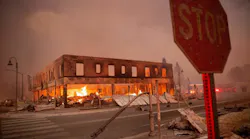 Buildings are left in ruins as the Dixie fire tears through Greenville, CA, on Aug. 4, 2021.