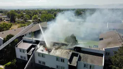 The fire damaged all floors of the three-story apartment building in Westminster. The fire damaged all floors of the three-story apartment building in Westminster.