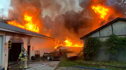Fire was visible from a small garage and was spreading to a large pole barn when Grand Traverse firefighters arrived.
