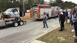 The South Carolina Highway Patrol uses its rollover simulator and manikins to demonstrate what happens to unrestrained vehicle occupants when a vehicle rolls.