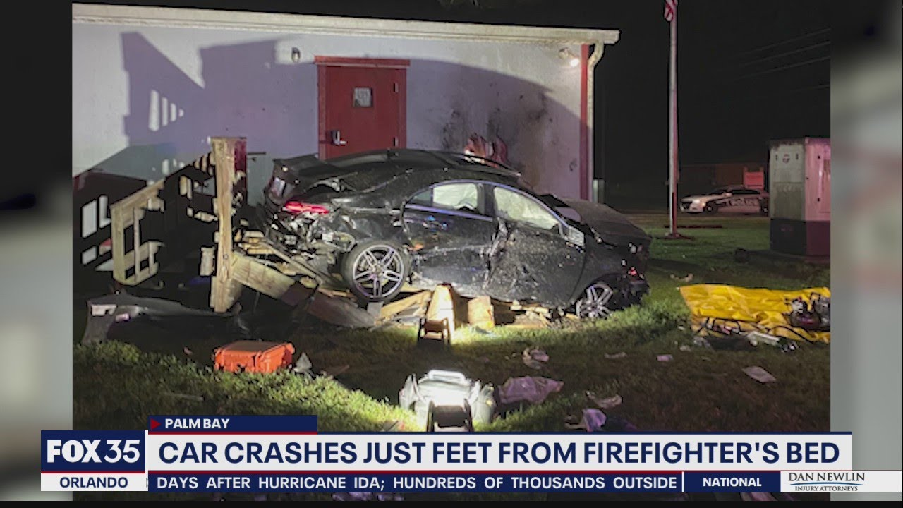 Car Slams into FL Station Next to Sleeping Firefighter | Firehouse