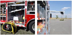 Apparatus manufacturers and specialty companies must be ready to field unusual tool/equipment storage specifications. OnScene Solutions was asked to make a cargo winch system to help to lower outboard engines and heavy pumps to the ground, so personnel wouldn’t have to lift them out of compartments. Apparatus manufacturers and specialty companies must be ready to field unusual tool/equipment storage specifications. OnScene Solutions was asked to make a cargo winch system to help to lower outboard engines and heavy pumps to the ground, so personnel wouldn’t have to lift them out of compartments.
