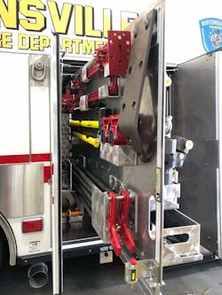 The Burtonsville, MD, Volunteer Fire Department configured compartments and the equipment that’s stored in them based on the principle of “If I have to get to a piece of equipment, I shouldn’t have to move another piece to get to it.” The Burtonsville, MD, Volunteer Fire Department configured compartments and the equipment that’s stored in them based on the principle of “If I have to get to a piece of equipment, I shouldn’t have to move another piece to get to it.”