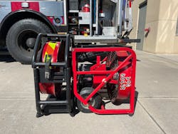 The slimmer profile of a battery-powered PPV fan (left) compared with that of a corded model means more space/storage options on an apparatus. The slimmer profile of a battery-powered PPV fan (left) compared with that of a corded model means more space/storage options on an apparatus.