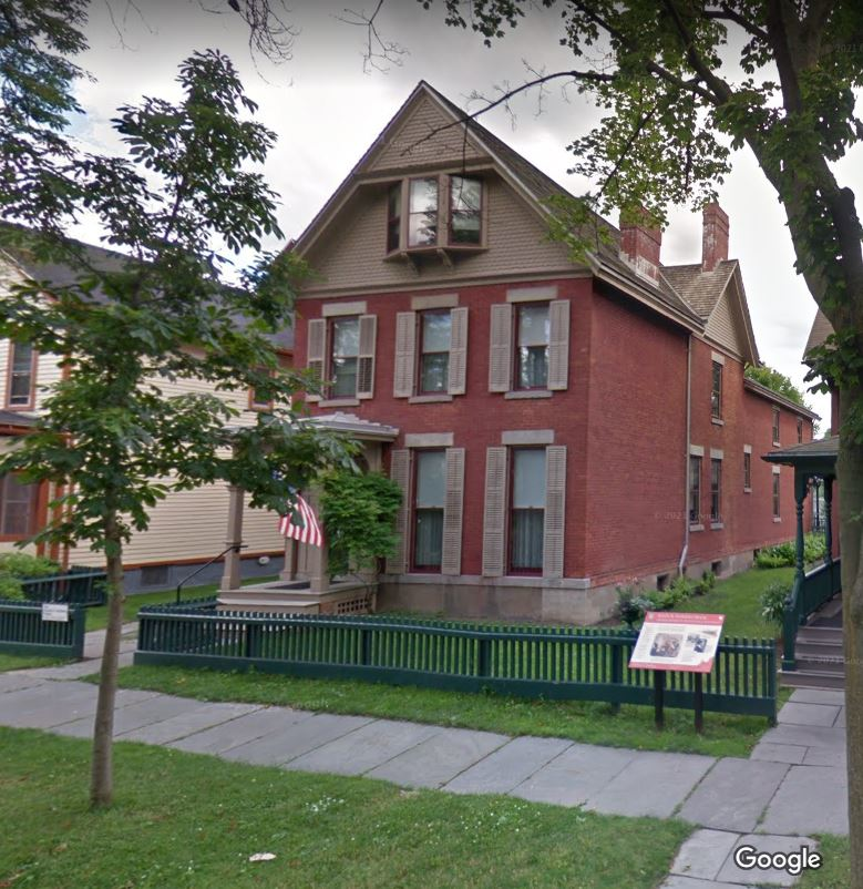 The Susan B. Anthony home, seen here in a Google Maps view, was damaged early Sunday in a suspicious fire.