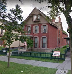 The Susan B. Anthony home, seen here in a Google Maps view, was damaged early Sunday in a suspicious fire. The Susan B. Anthony home, seen here in a Google Maps view, was damaged early Sunday in a suspicious fire.