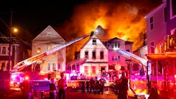 A two-alarm fire that damaged three homes on Chadwick Ave. in Newark, NJ, on Thursday, Oct. 21, 2021. A two-alarm fire that damaged three homes on Chadwick Ave. in Newark, NJ, on Thursday, Oct. 21, 2021.