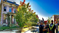 Firefighters on scene after a fire broke out at the historic Sellers Mansion in Baltimore on Wednesday, Oct. 27, 2021. Firefighters on scene after a fire broke out at the historic Sellers Mansion in Baltimore on Wednesday, Oct. 27, 2021.