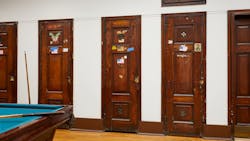 The wooden locker doors after the renovation.
