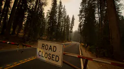 A gate is closed near the entrance to California's Sequoia National Park as the KNP Complex Fire continues to threaten groves of giant sequoia trees.