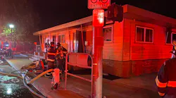 Alameda County firefighters on scene after a fire at an assisted care facility in San Lorenzo, CA, on Sunday, Oct. 17, 2021.