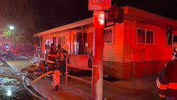 Alameda County firefighters on scene after a fire at an assisted care facility in San Lorenzo, CA, on Sunday, Oct. 17, 2021. Alameda County firefighters on scene after a fire at an assisted care facility in San Lorenzo, CA, on Sunday, Oct. 17, 2021.