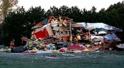 The aftermath of a home explosion in Cambridge, MN, on Saturday, Oct. 23, 2021.