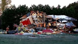 The aftermath of a home explosion in Cambridge, MN, on Saturday, Oct. 23, 2021. The aftermath of a home explosion in Cambridge, MN, on Saturday, Oct. 23, 2021.