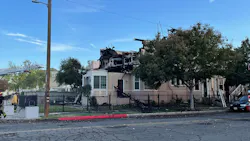 A women's addiction recovery home in ruins after a three-alarm fire in Fresno, CA, on Sunday, Oct. 17, 2021.