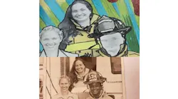 A public mural that went up in 2020 which was immediately removed amid outcry over how it depicted the first Black female firefighter in Boynton Beach, FL, from the photo in the image below.