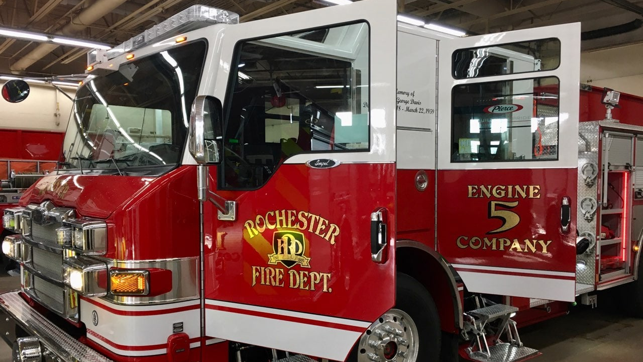 The Rochester Fire Department's Engine 5, which features green idle reduction technology.