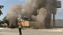 An abandoned restaurant burns in San Antonio, TX, on Thursday, Oct. 22, 2021. An abandoned restaurant burns in San Antonio, TX, on Thursday, Oct. 22, 2021.