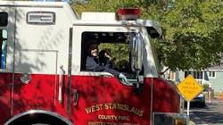 West Stanislaus firefighter Richard Gerety III gets a lift home from UC Davis Medical Center in an apparatus after undergoing treatment for severe burns he suffered battling the Caldor Fire in August. West Stanislaus firefighter Richard Gerety III gets a lift home from UC Davis Medical Center in an apparatus after undergoing treatment for severe burns he suffered battling the Caldor Fire in August.