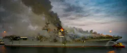 The USS Bonhomme Richard was scrapped after being gutted by an intentionally set fire in July 2020. The USS Bonhomme Richard was scrapped after being gutted by an intentionally set fire in July 2020.