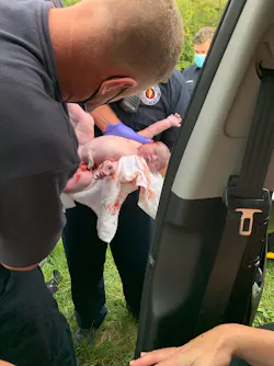 Firefighters delivered Julian Juan Torres on Oct. 11 on Highway 315.