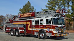 The Prince George’s County, MD, Fire/EMS Department developed a standard design for its rear-mount aerial ladders. It incorporates a wide array of portable ground ladders and chassis components, which permits the department’s Apparatus Maintenance Division to minimize vehicle downtime. The Prince George’s County, MD, Fire/EMS Department developed a standard design for its rear-mount aerial ladders. It incorporates a wide array of portable ground ladders and chassis components, which permits the department’s Apparatus Maintenance Division to minimize vehicle downtime.