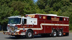 The Prince George’s County, MD, Fire/EMS Department recently placed into service this 2021 Pierce Enforcer two-door, walk-in rescue that has extensive cab and body compartmentation. It’s built on a 223½-inch wheelbase and has an overall length of 38 feet 1 inch. The Prince George’s County, MD, Fire/EMS Department recently placed into service this 2021 Pierce Enforcer two-door, walk-in rescue that has extensive cab and body compartmentation. It’s built on a 223½-inch wheelbase and has an overall length of 38 feet 1 inch.