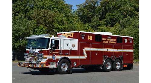 The Prince George&rsquo;s County, MD, Fire/EMS Department recently placed into service this 2021 Pierce Enforcer two-door, walk-in rescue that has extensive cab and body compartmentation. It&rsquo;s built on a 223&frac12;-inch wheelbase and has an overall length of 38 feet 1 inch.