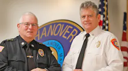 Hanover, MA, Fire Chief Jeff Blanchard, right, and Police Chief Walter Sweeney.