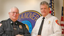 Hanover, MA, Fire Chief Jeff Blanchard, right, and Police Chief Walter Sweeney.