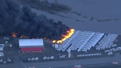 Around 100 RVs were destroyed by fire at an Abbotsford, B.C., dealership on Wednesday, Nov. 17, 2021. Around 100 RVs were destroyed by fire at an Abbotsford, B.C., dealership on Wednesday, Nov. 17, 2021.
